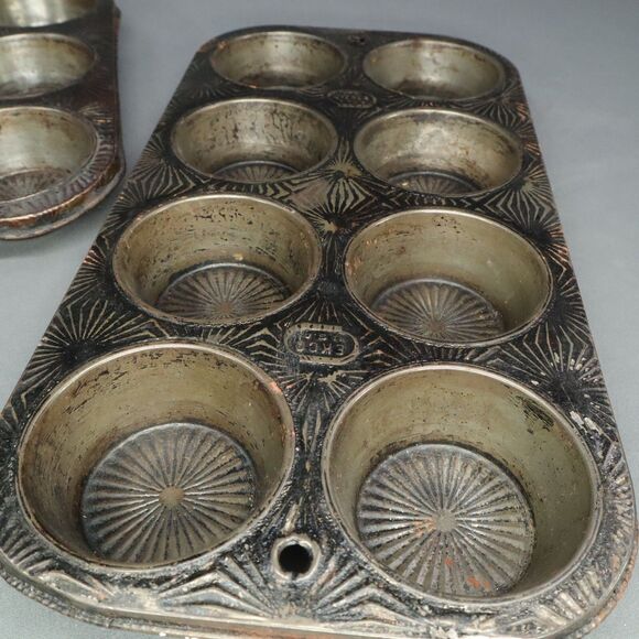 Muffin Pans Set of 3 EKCO (2) 8 count (1) 6 count Starburst Pattern Oven x - Picture 9 of 11